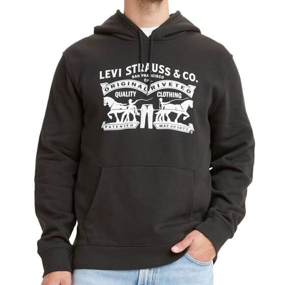 Levi’s Strauss & Co. Mens Graphic Fleece black Hoodie size Large - Picture 1 of 6